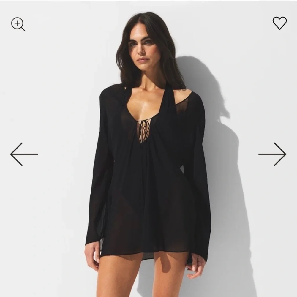 Skims Sheer Coverups Long Sleeve Mini Dress